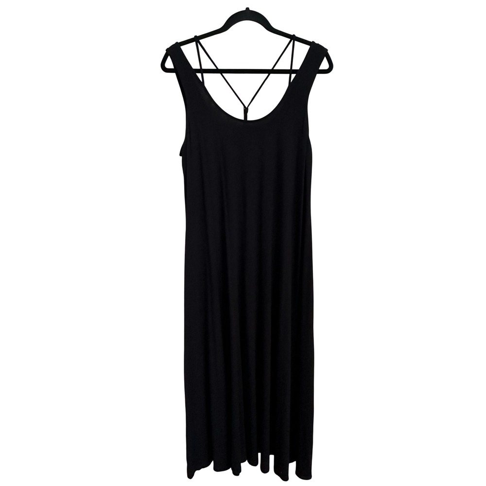 Eileen Fisher Black Viscose Jersey‎ Strappy Strappy Back Tank Maxi Dress M